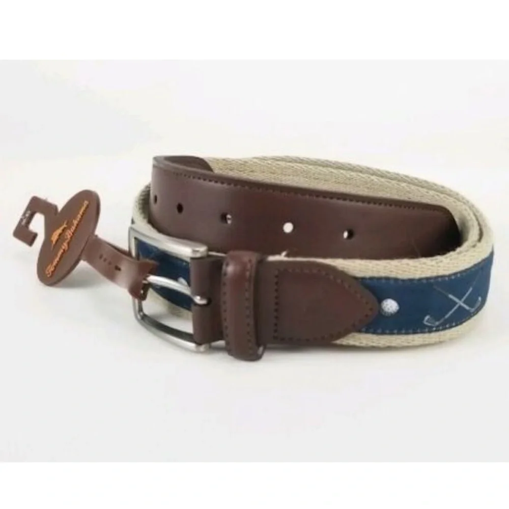 Tommy Bahama Golf Club Ball Print Canvas Belt